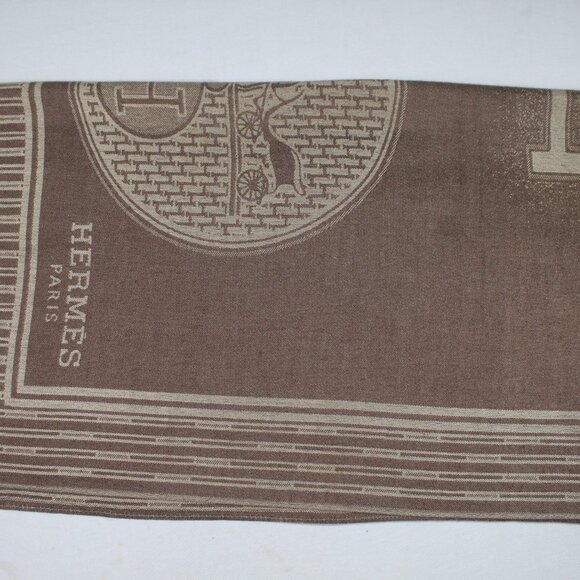 HERMES Scarf Shawl Wrap Stole 65% Cashmere 35% Silk Multicolor Used - Picture 10 of 14